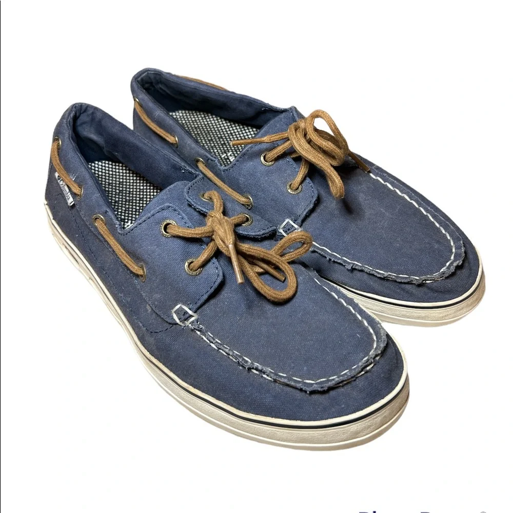 HP! Columbia Mens Casual Comfort Blue Boat Shoes